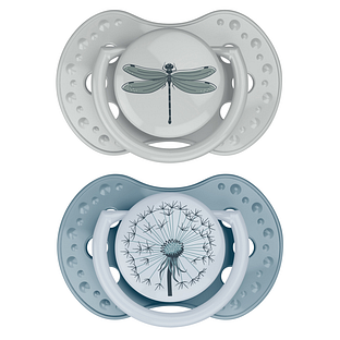 Difrax LOVI Dynamic Pacifier 0-3 Months Botanic Blue Green - Fopspeen 2ST