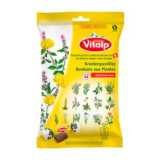 Vitalp Kruidenpastilles Original Suikervij 75GR Vitalp Kruidenpastilles Original Suikervij 75GR