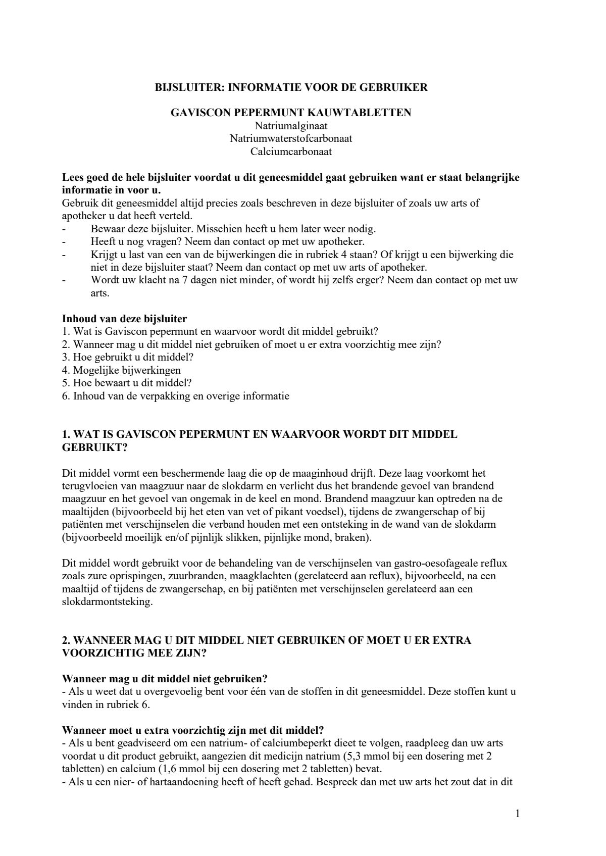 250 Pepermunt Kauwtabletten afbeelding van document #1, leaflet
