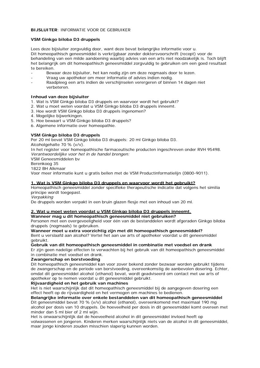 Ginkgo Biloba Oer afbeelding van document #6, leaflet