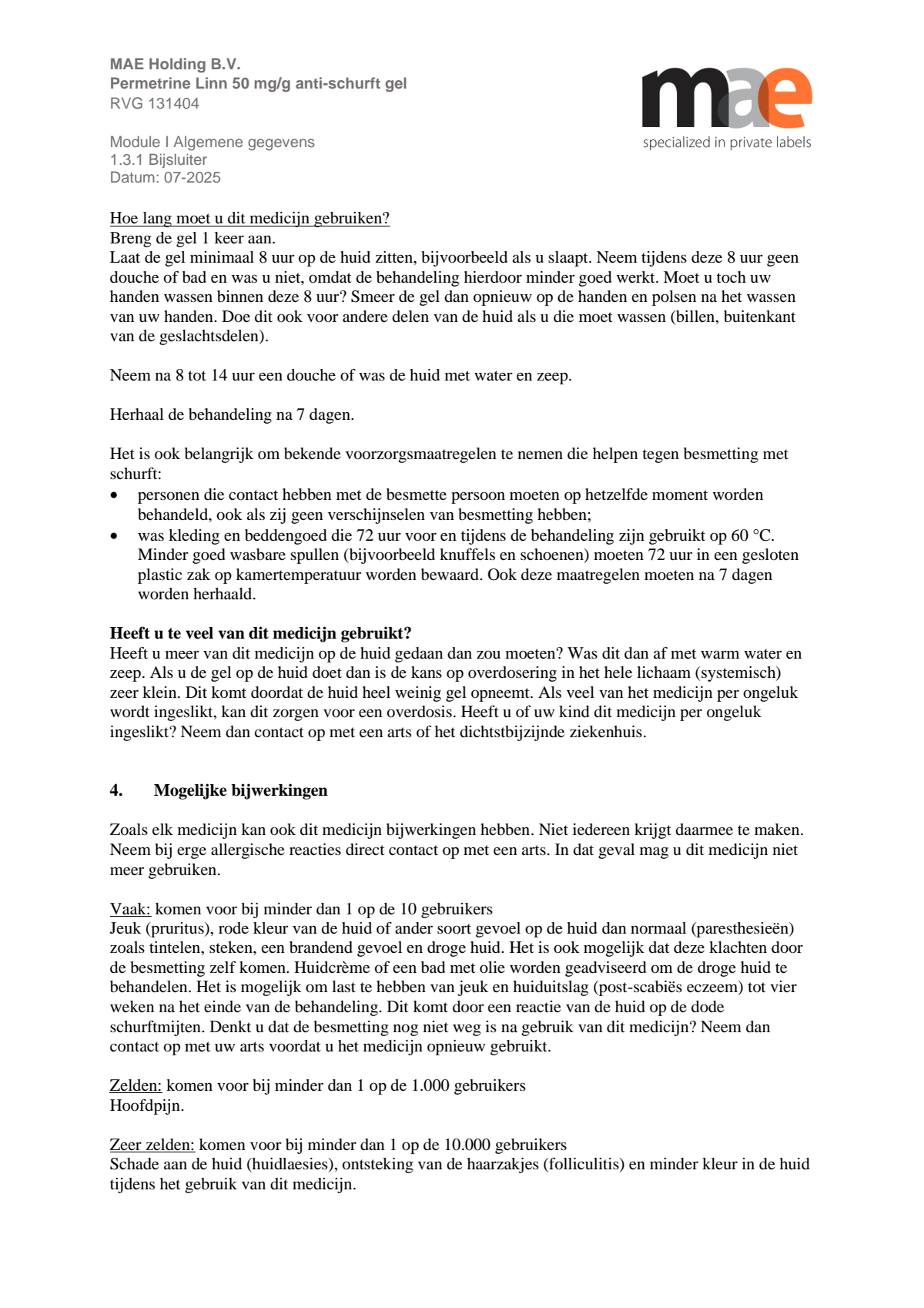 Permetrine 50 mg/g Gel afbeelding van document #4, leaflet