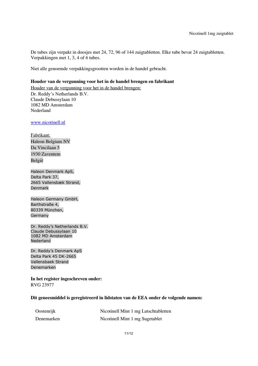 Zuigtablet Mint 1 mg - voor stoppen met roken afbeelding van document #11, leaflet