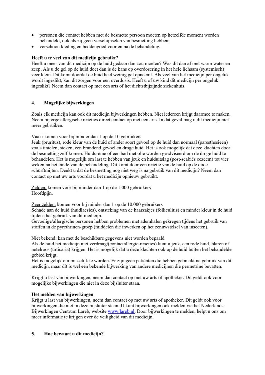 Permetrine 50mg/g Gel afbeelding van document #4, leaflet