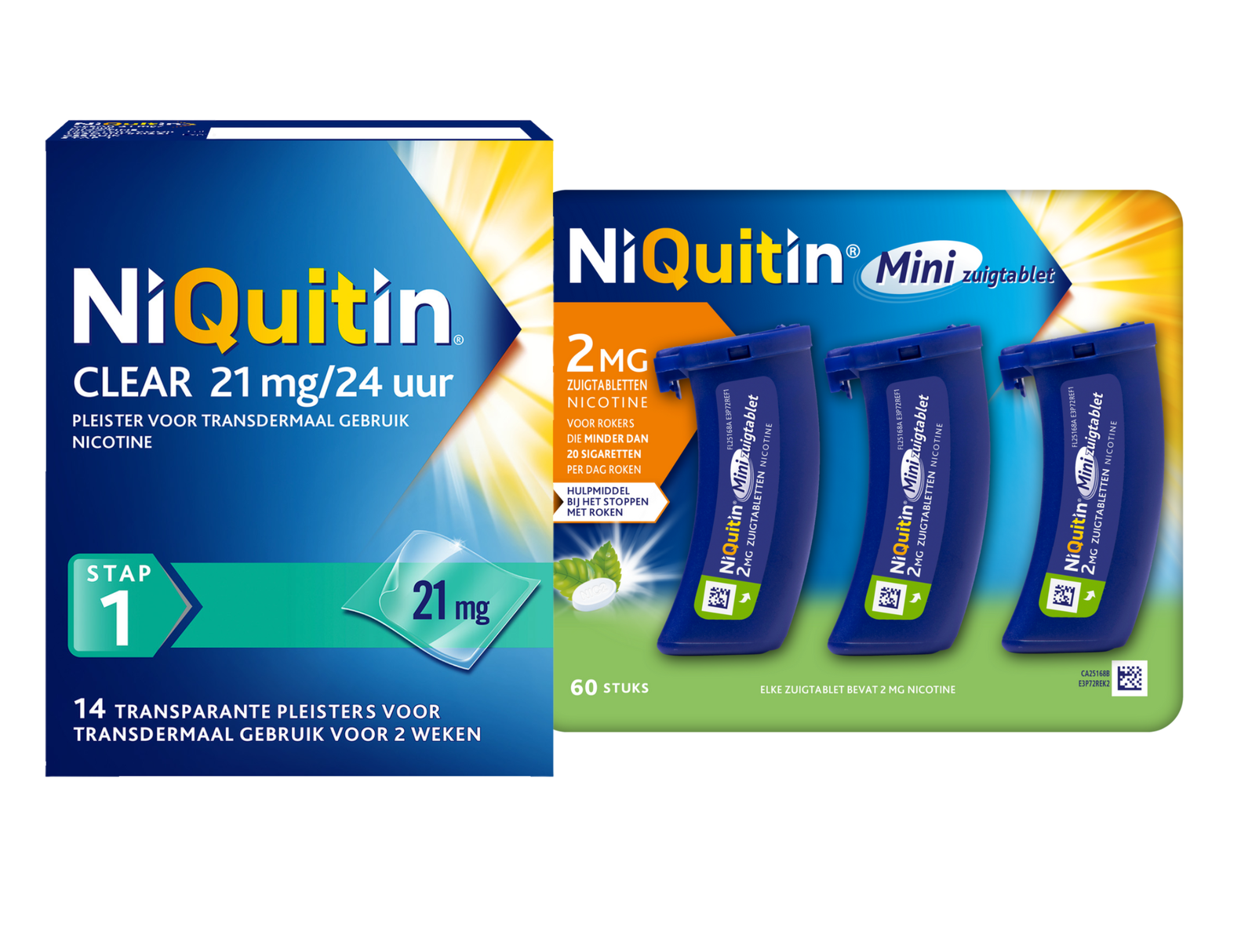 Niquitin Minizuigtabletten Mint 2.0mg + Clear Pleisters 21mg Stap 1 Combi