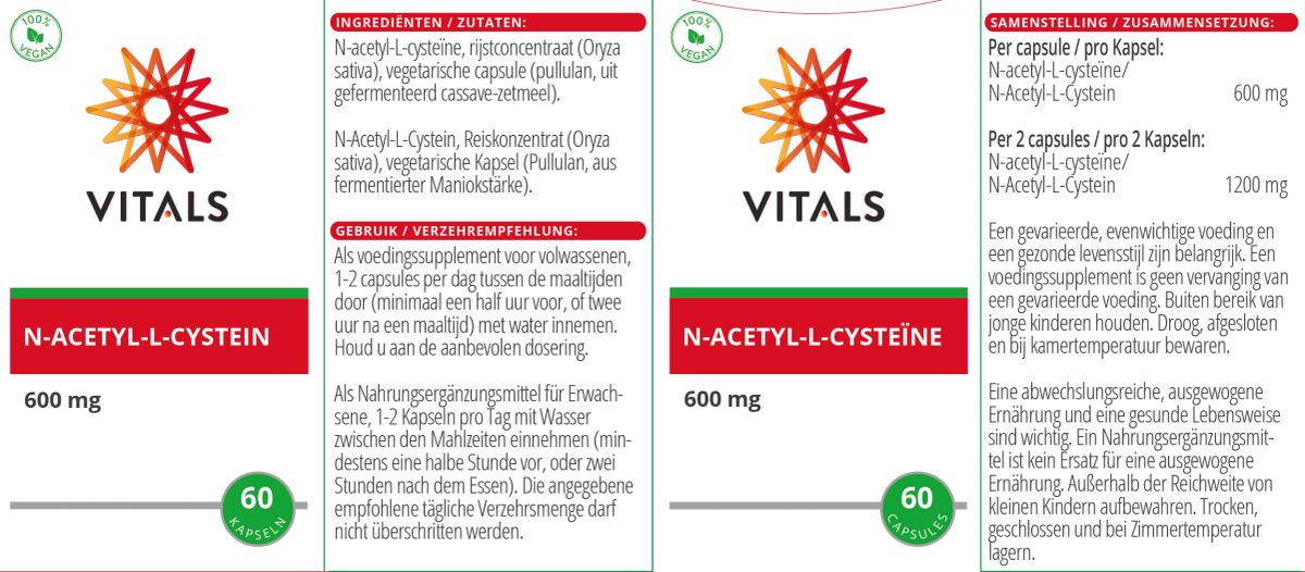 N-acetyl-L-cysteïne (NAC) Capsules afbeelding van document #1, label