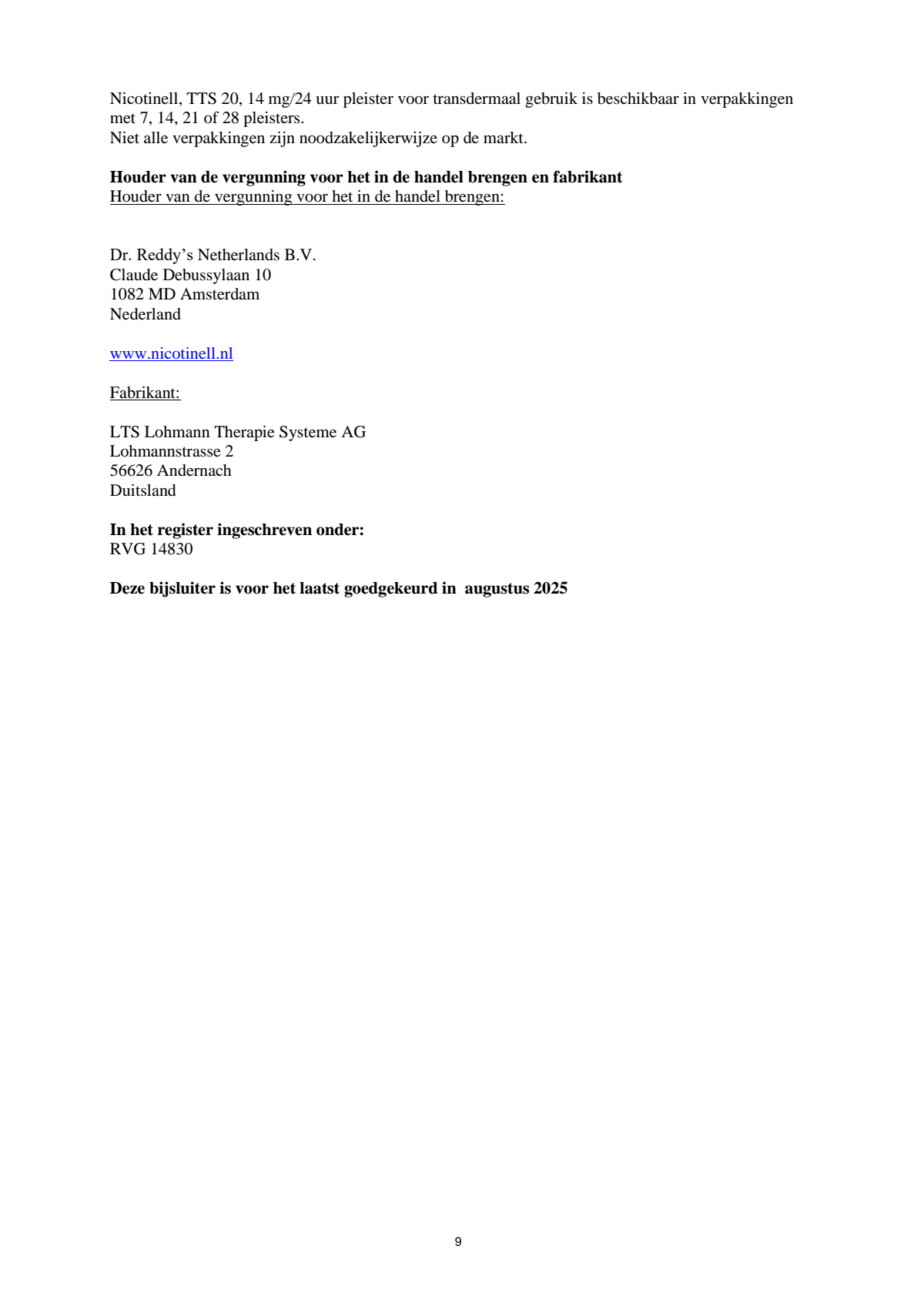 Pleisters 14 mg - voor stoppen met roken afbeelding van document #9, leaflet