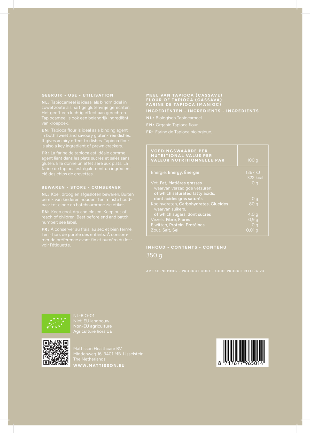 Biologische Tapiocameel afbeelding van document #1, label
