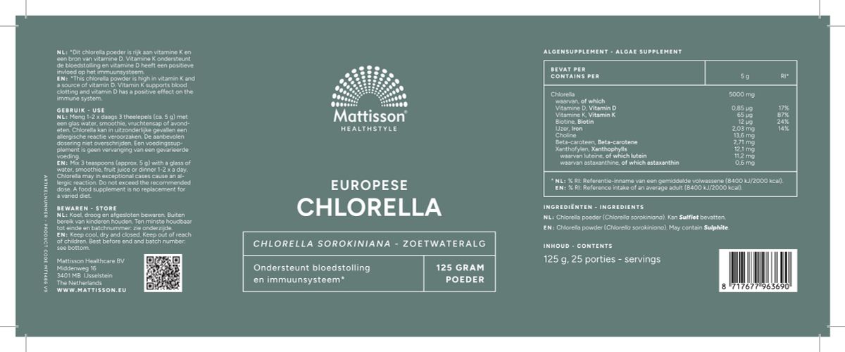 Europese Chlorella Poeder afbeelding van document #1, label