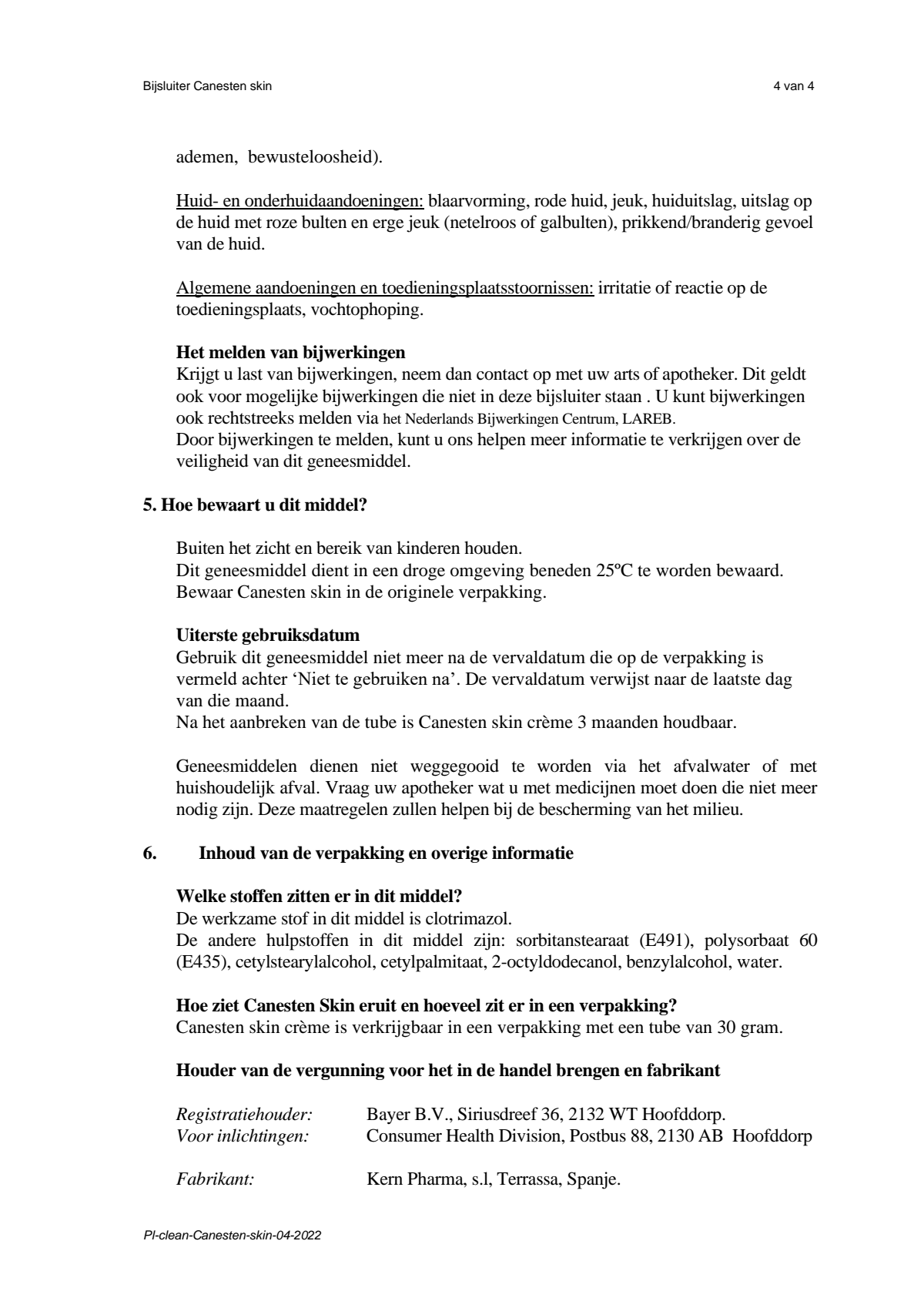 Skin Crème bij Huidschimmel afbeelding van document #4, leaflet