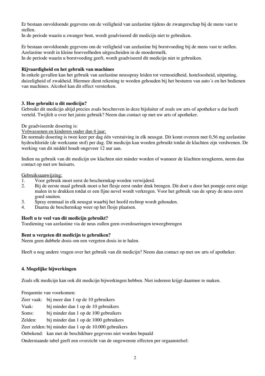 Azelastine Neusspray afbeelding van document #2, leaflet