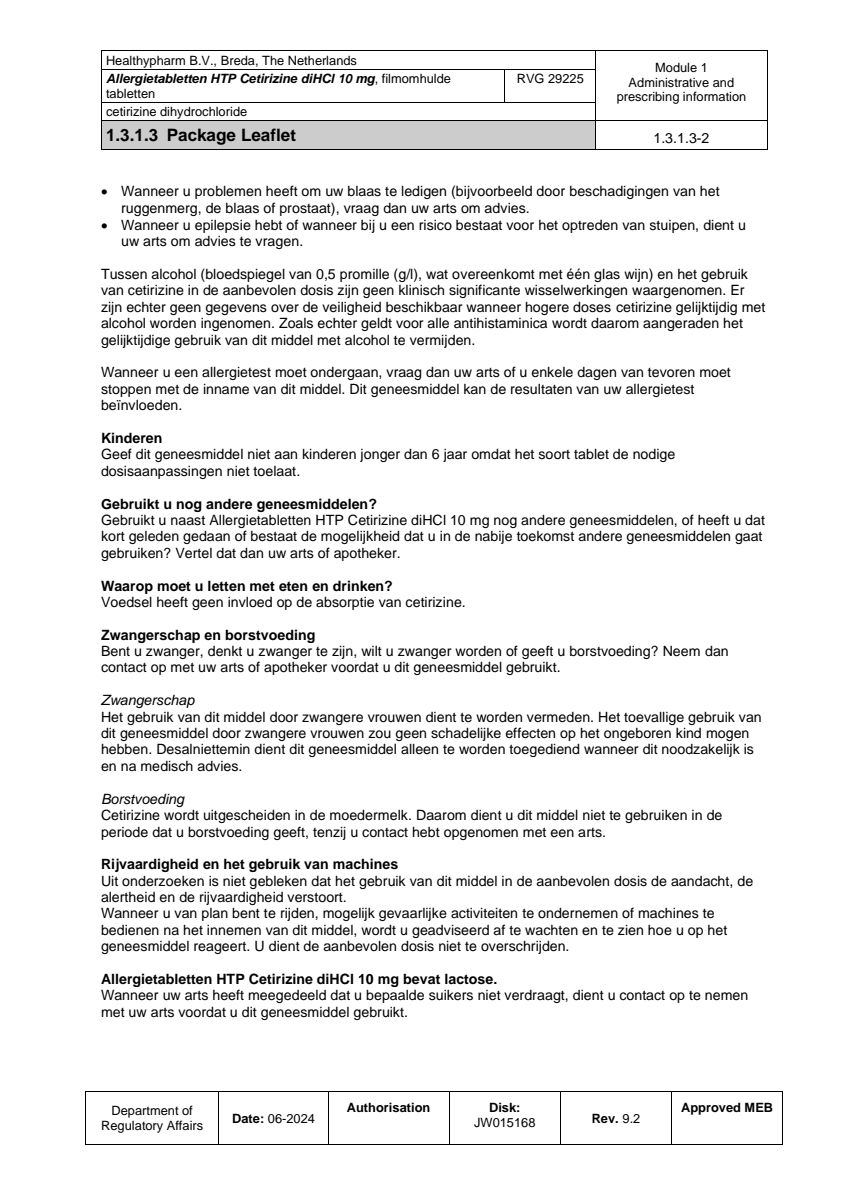 Cetirizine Tabletten afbeelding van document #2, leaflet