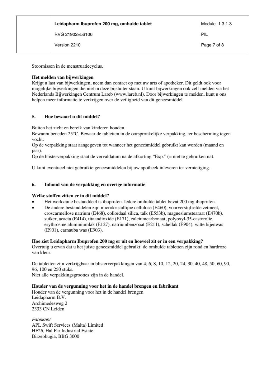 Ibuprofen 200mg Tabletten afbeelding van document #7, leaflet