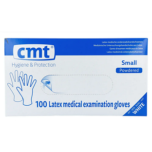 CMT Handschoenen Latex Gepoederd Naturel Small 100ST CMT Handschoenen Latex Gepoederd Naturel Small 100ST