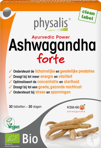 Physalis Ashwagandha Forte Bio |Vegan supplement met ashwagandha extract ondersteunt bij stress & spanning 30 Tabletten