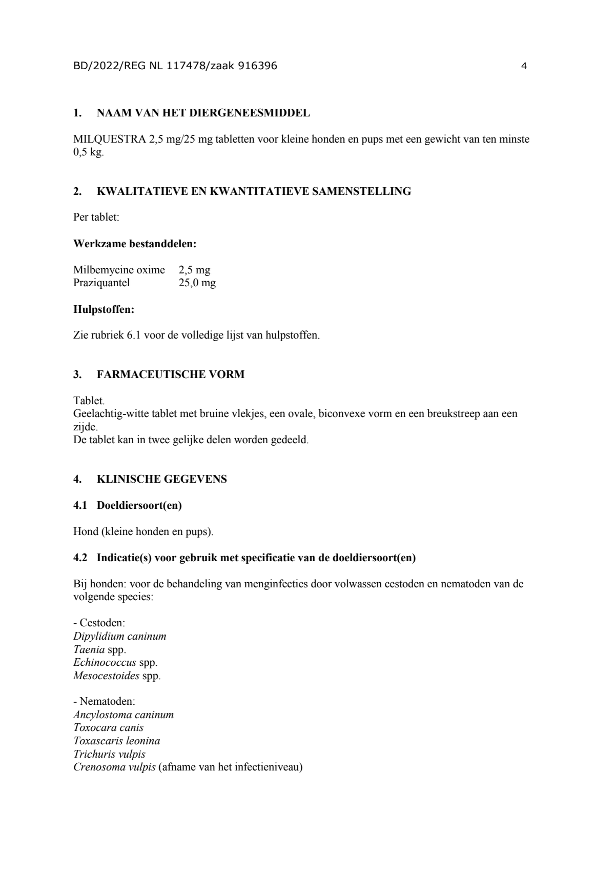 Milquestra Ontwormingsmiddel Honden 0.5 - 10KG afbeelding van document #4, leaflet