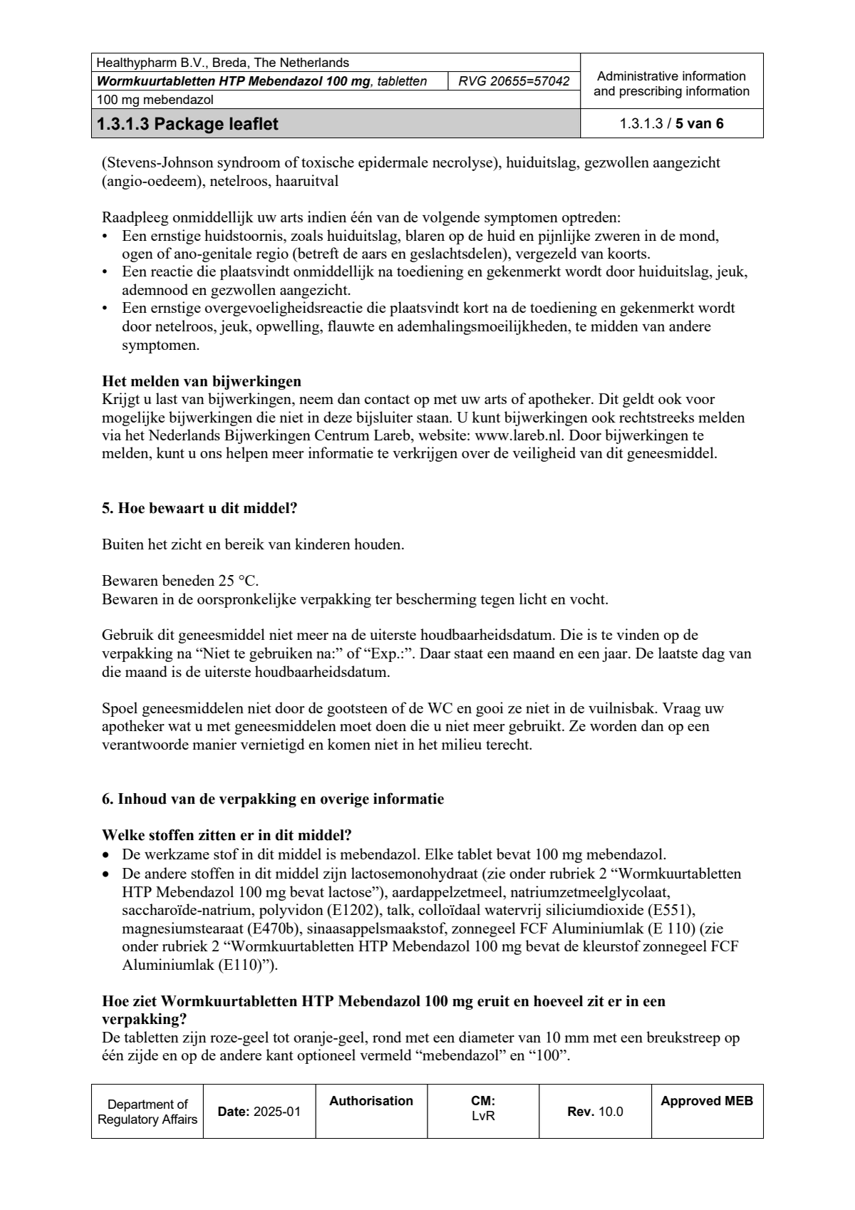 Mebendazol Wormkuurtabletten afbeelding van document #5, leaflet