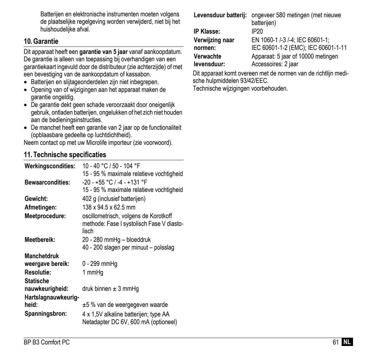Microlife BP Bloeddrukmeter B3 Comfort PC afbeelding van document #63, instructions
