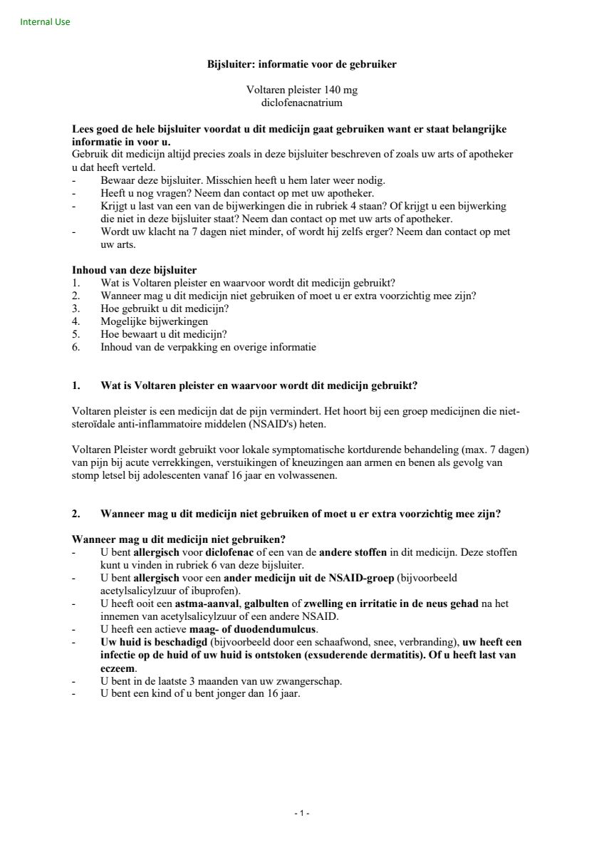Diclofenacatrium Patch 140mg afbeelding van document #1, leaflet
