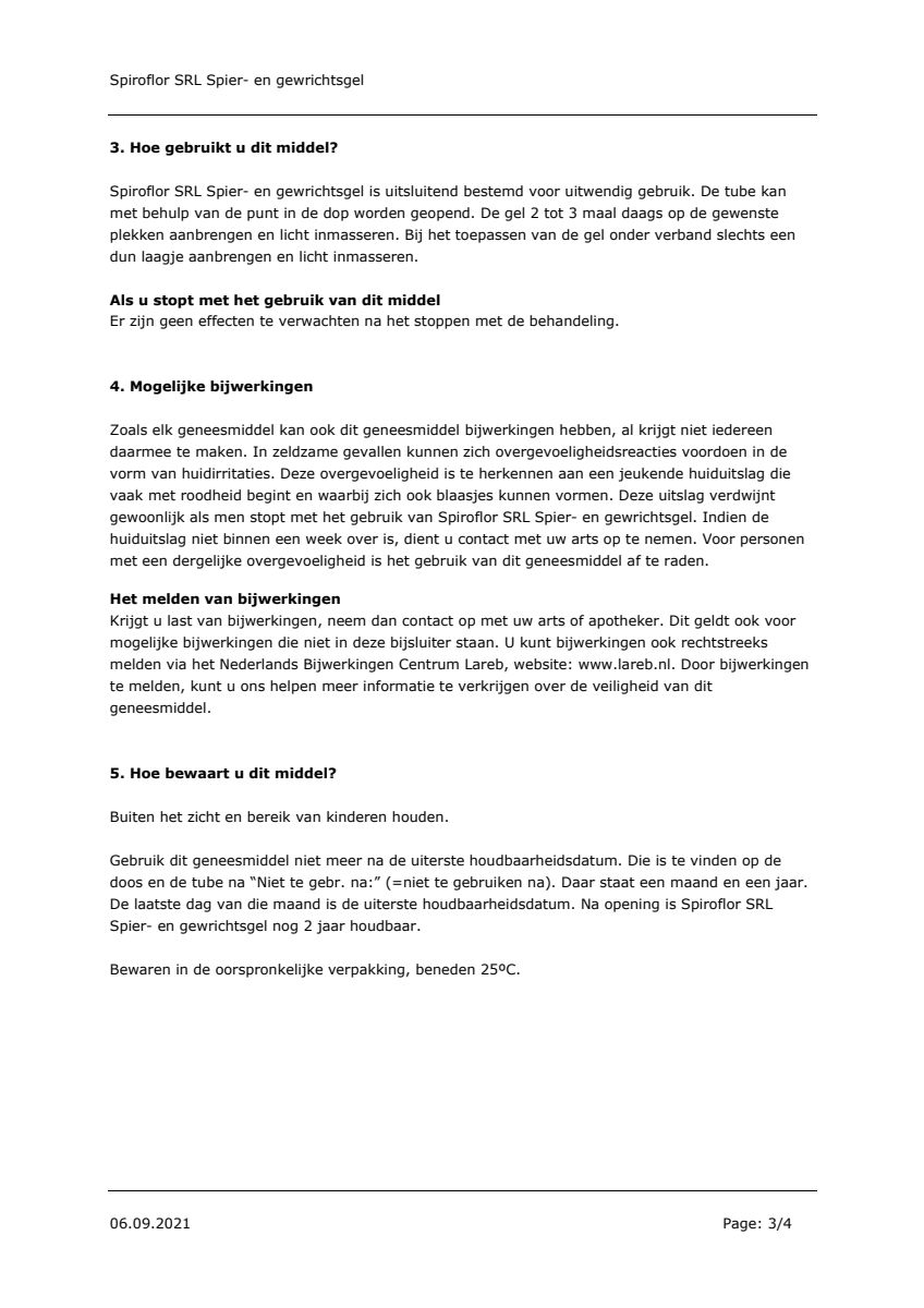 Spiroflor SRL Gel Tube afbeelding van document #3, leaflet