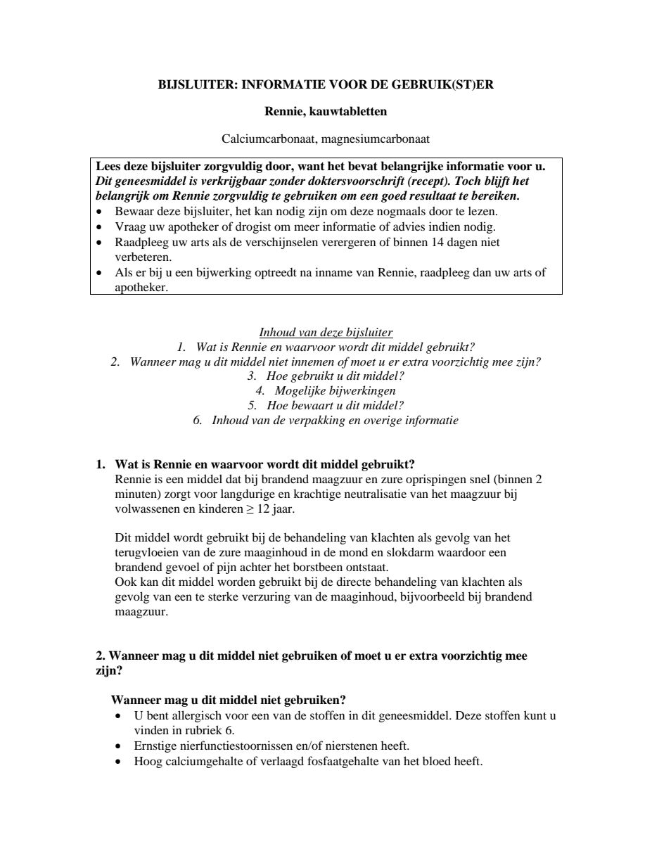 Pepermunt kauwtabletten bij brandend maagzuur afbeelding van document #1, leaflet