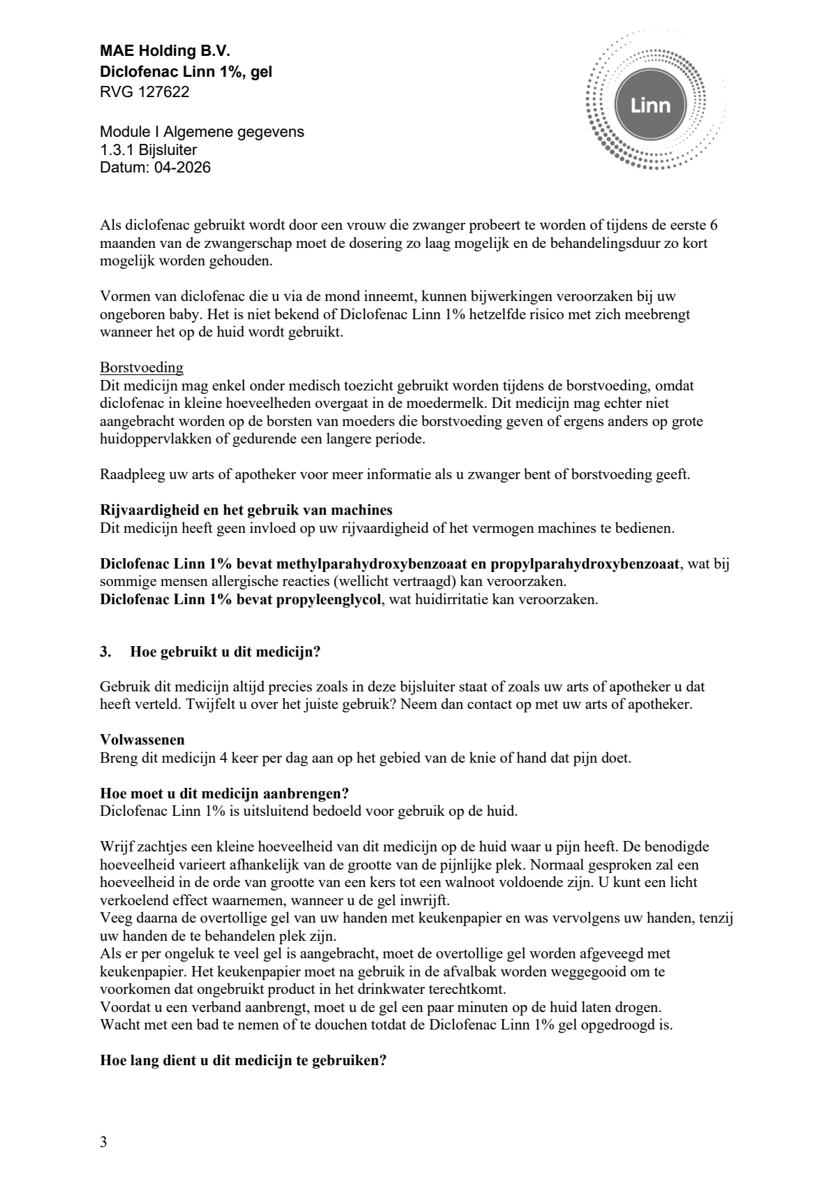 Diclofenac 1% Gel afbeelding van document #3, leaflet