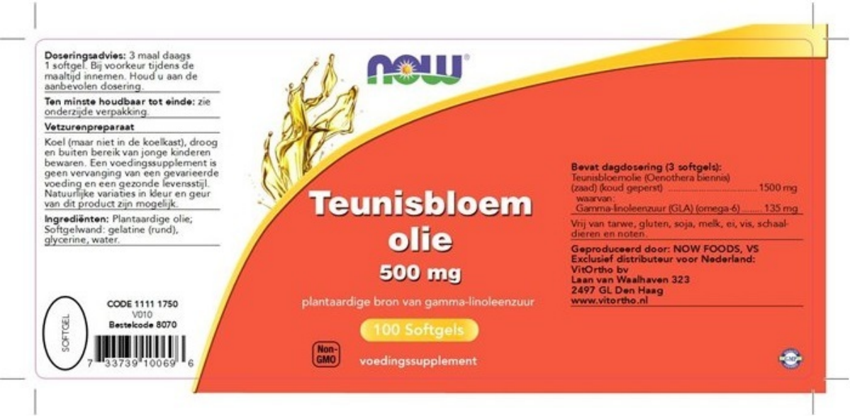 Teunisbloemolie 500mg Softgels afbeelding van document #1, label