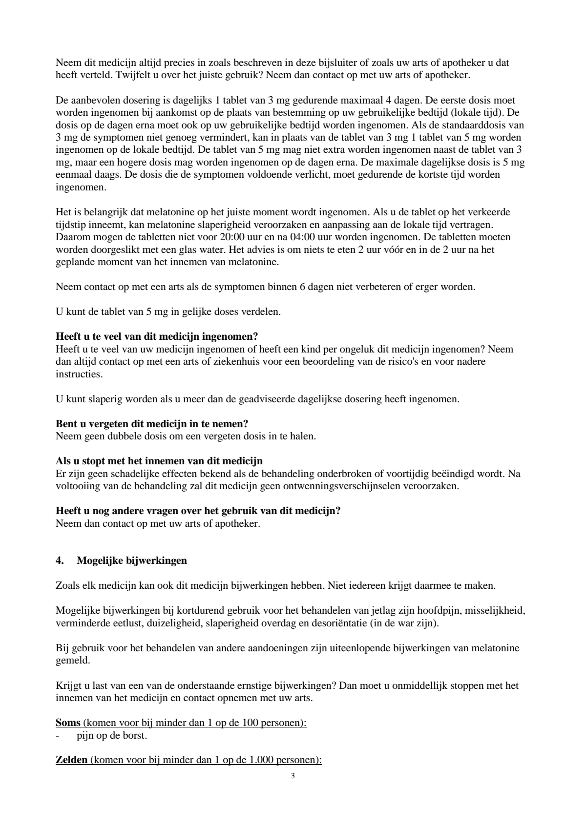 Melatonine 5 mg Tabletten afbeelding van document #3, leaflet