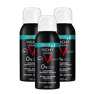 Vichy Homme Deodorant Spray 48u Compressed voor mannen Voordeelverpakking 3x100ML