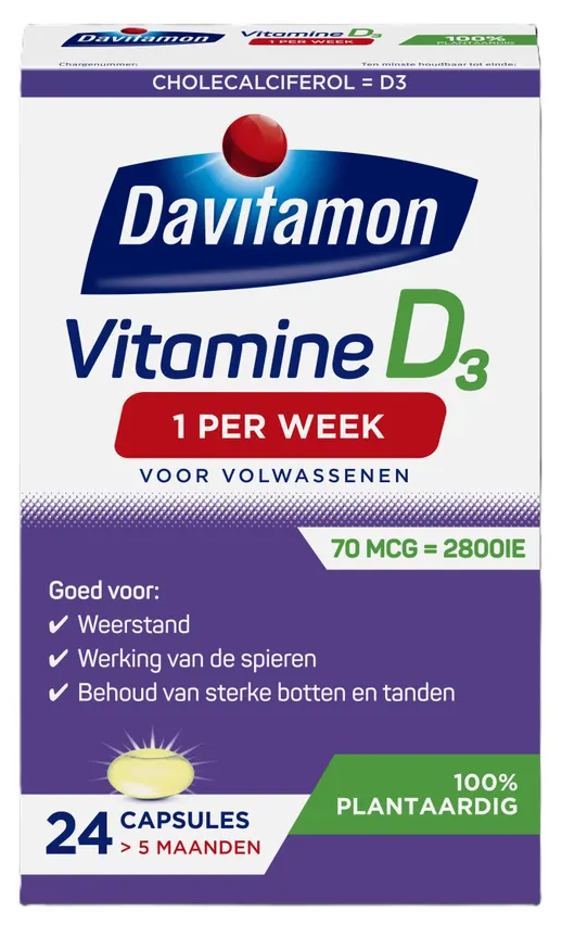 Davitamon Vitamine D3 - 1 per week - 100% Plantaardig 24VCP