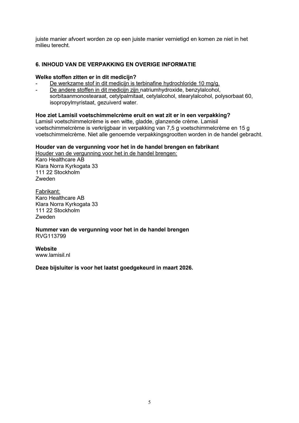Voetschimmelcrème afbeelding van document #5, leaflet