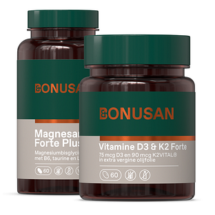 Bonusan Magnesan Forte Plus + Vitamine D3 & K2 Forte - Combiset 2 Stuks Bonusan Magnesan Forte Plus + Vitamine D3 & K2 Forte - Combiset 2 Stuks