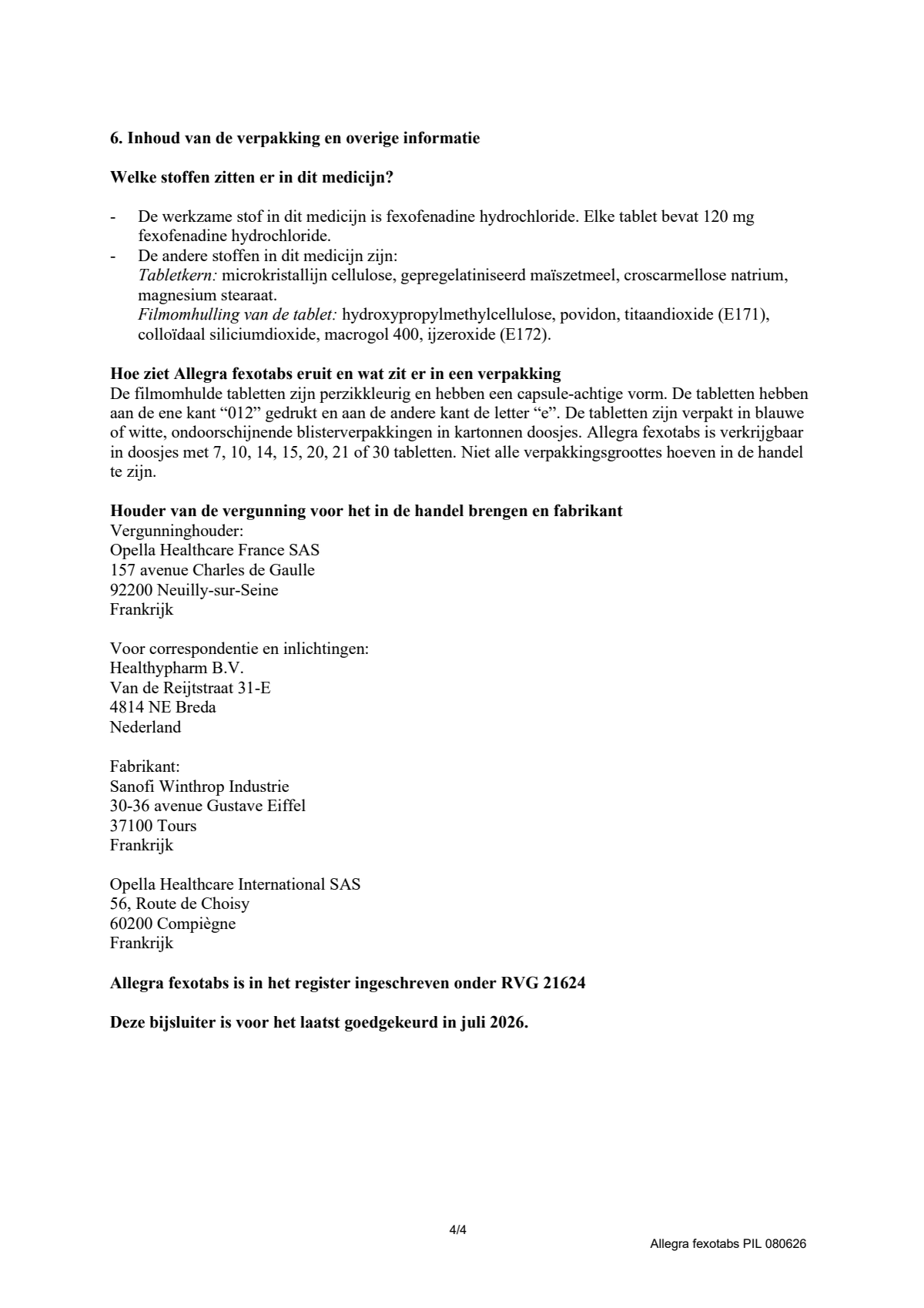 Fexotabs 120mg Tabletten afbeelding van document #4, leaflet