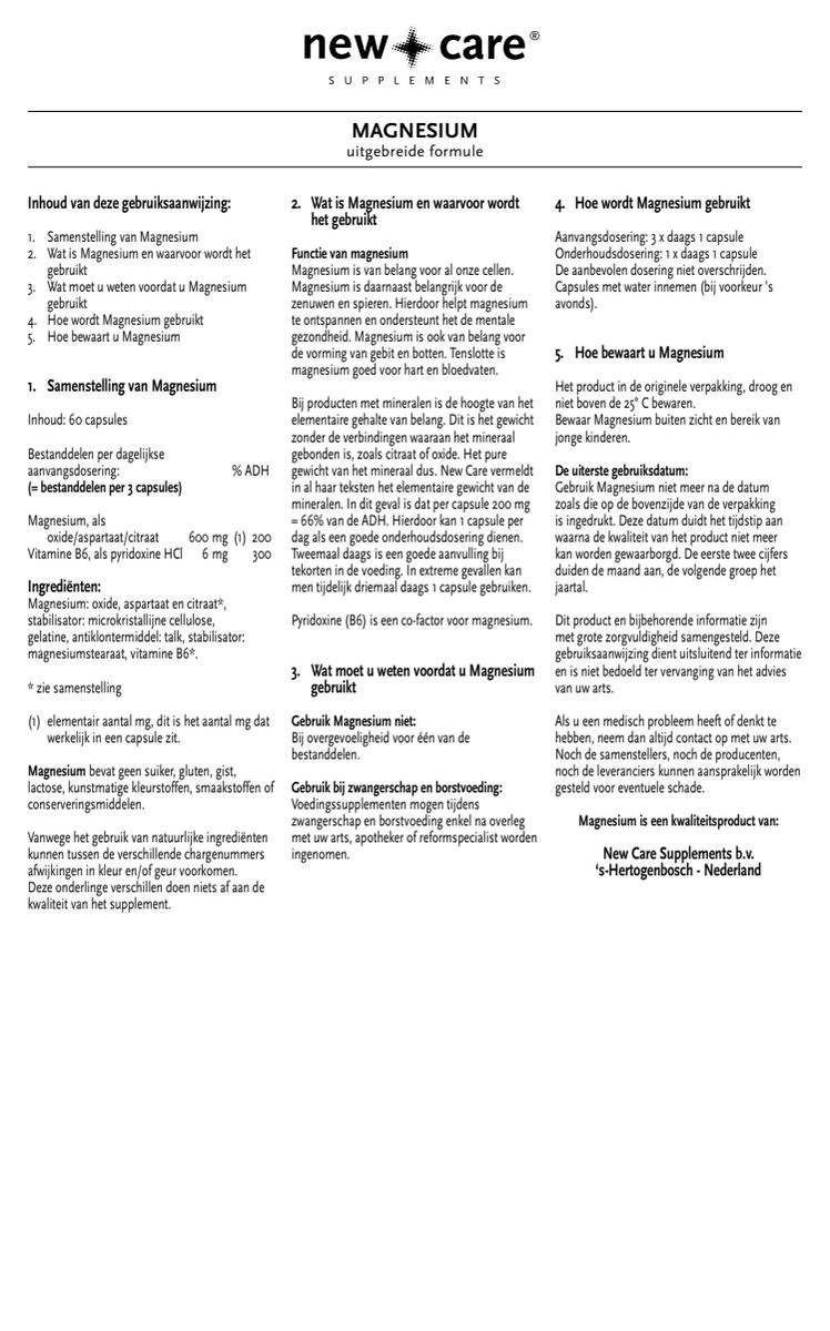 Magnesium Capsules afbeelding van document #1, instructions