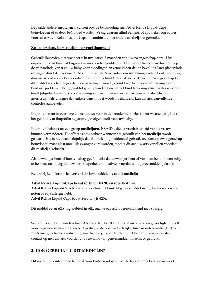 Advil Reliva Liquid Capsules 200 mg - voor pijn en koorts afbeelding van document #4, leaflet