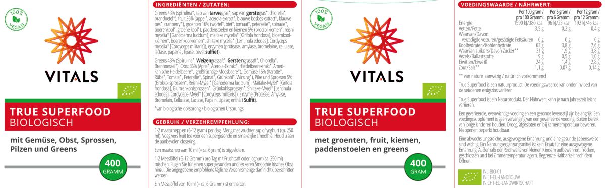 True Superfood Biologisch Poeder afbeelding van document #1, label