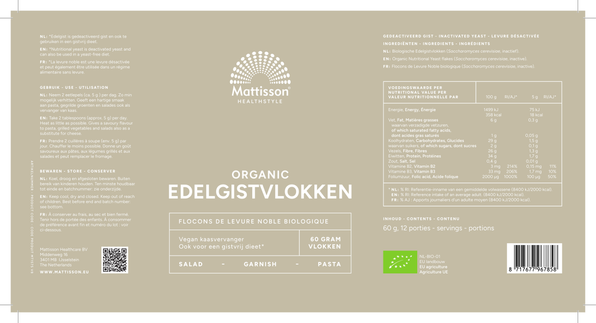Biologische Edelgistvlokken afbeelding van document #1, label