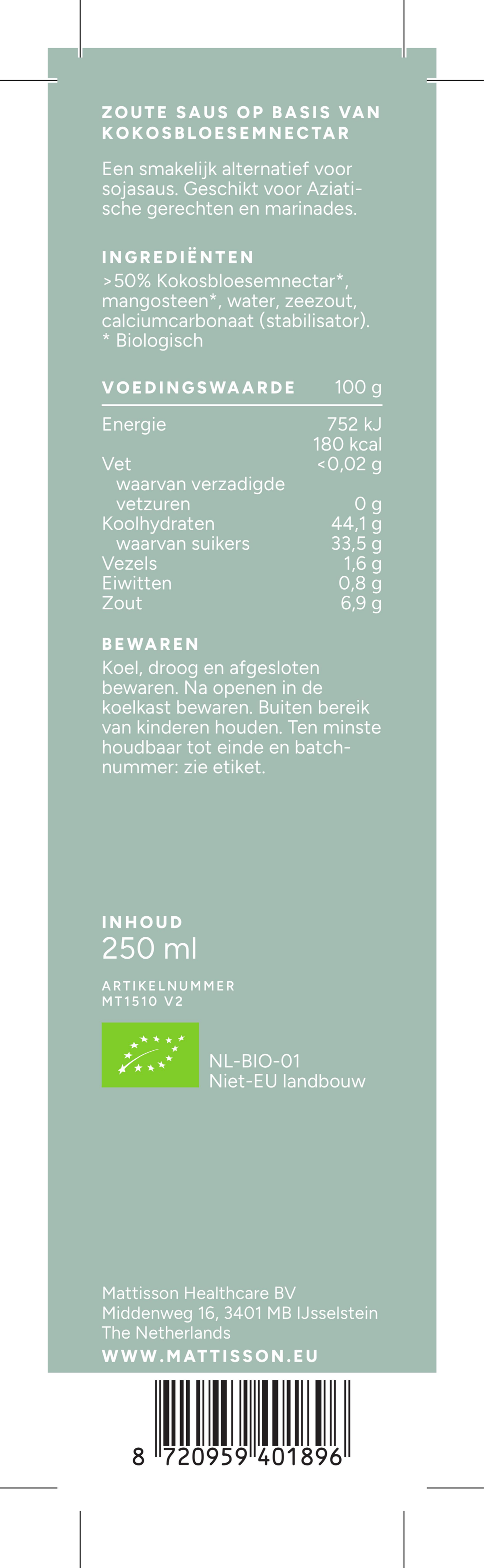 Mattisson Organic Coconut Amino's Bio afbeelding van document #1, label