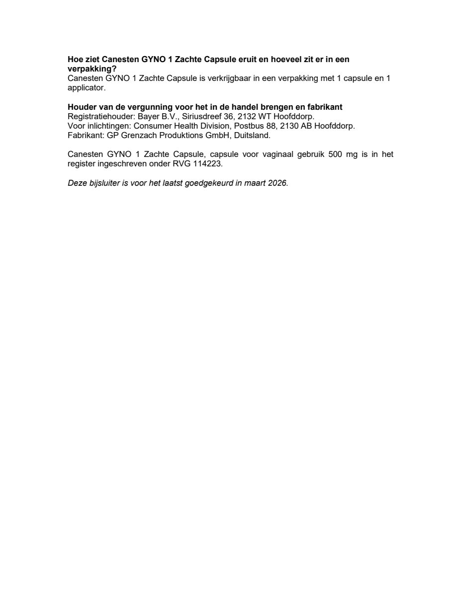 Canesten Gyno 1 Zachte Capsule - 1 daagse behandeling afbeelding van document #6, leaflet