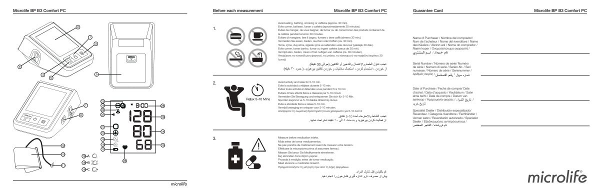 Microlife BP Bloeddrukmeter B3 Comfort PC afbeelding van document #2, instructions