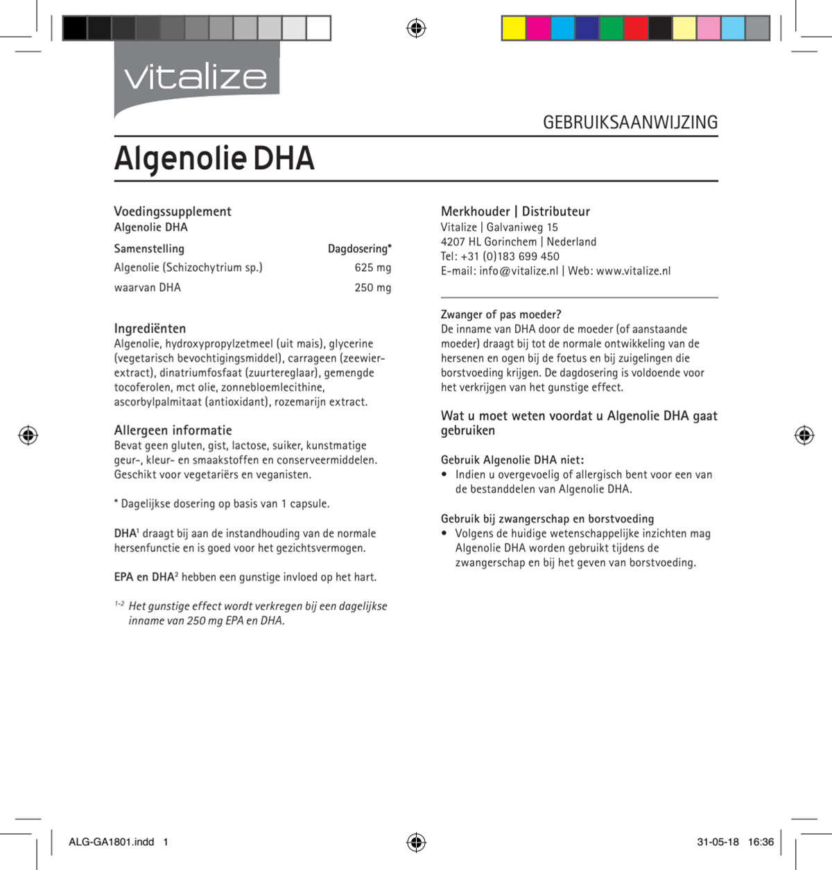 Vegan Omega 3 Algenolie DHA Capsules afbeelding van document #1, instructions