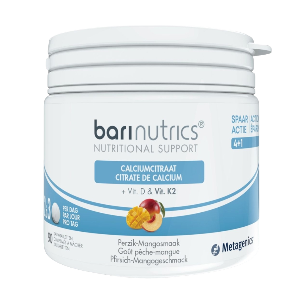 Metagenics Barinutrics Calciumcitraat + D & K2 Kauwtabletten