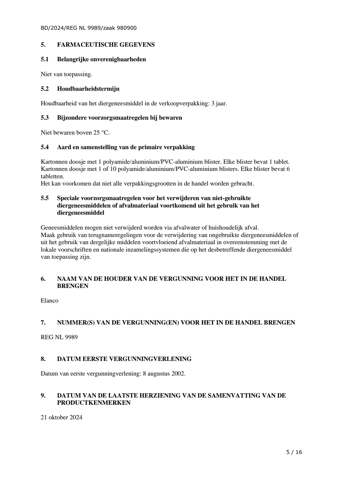Vlo Kill Tabletten Grote Honden afbeelding van document #5, leaflet