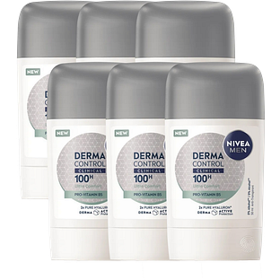 Nivea Men Derma Control Clinical 100H Ultra Comfort Anti-transpirant Stick Multiverpakking 6x50ML