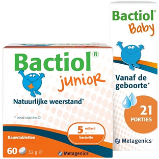 Metagenics Bactiol Baby Druppels & Bactiol Junior Kauwtabletten Combi 2ST Metagenics Bactiol Baby Druppels & Bactiol Junior Kauwtabletten Combi 2ST
