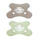 Difrax Fopspeen Natural Siliconen 6-12 Maanden Stone/Sage 2ST Voorkant verpakking
