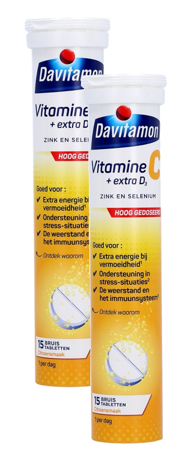 Davitamon Vitamine C + Extra D3 Bruistabletten Duoverpakking