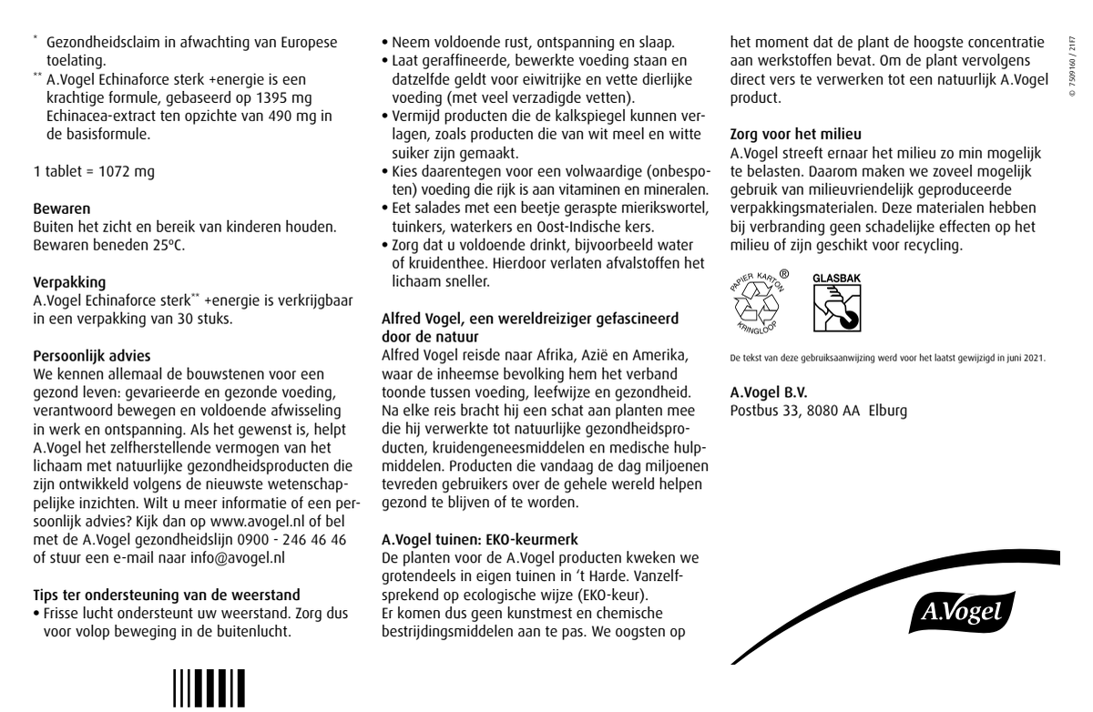 Echinaforce Sterk** + Energie* Tabletten afbeelding van document #2, instructions