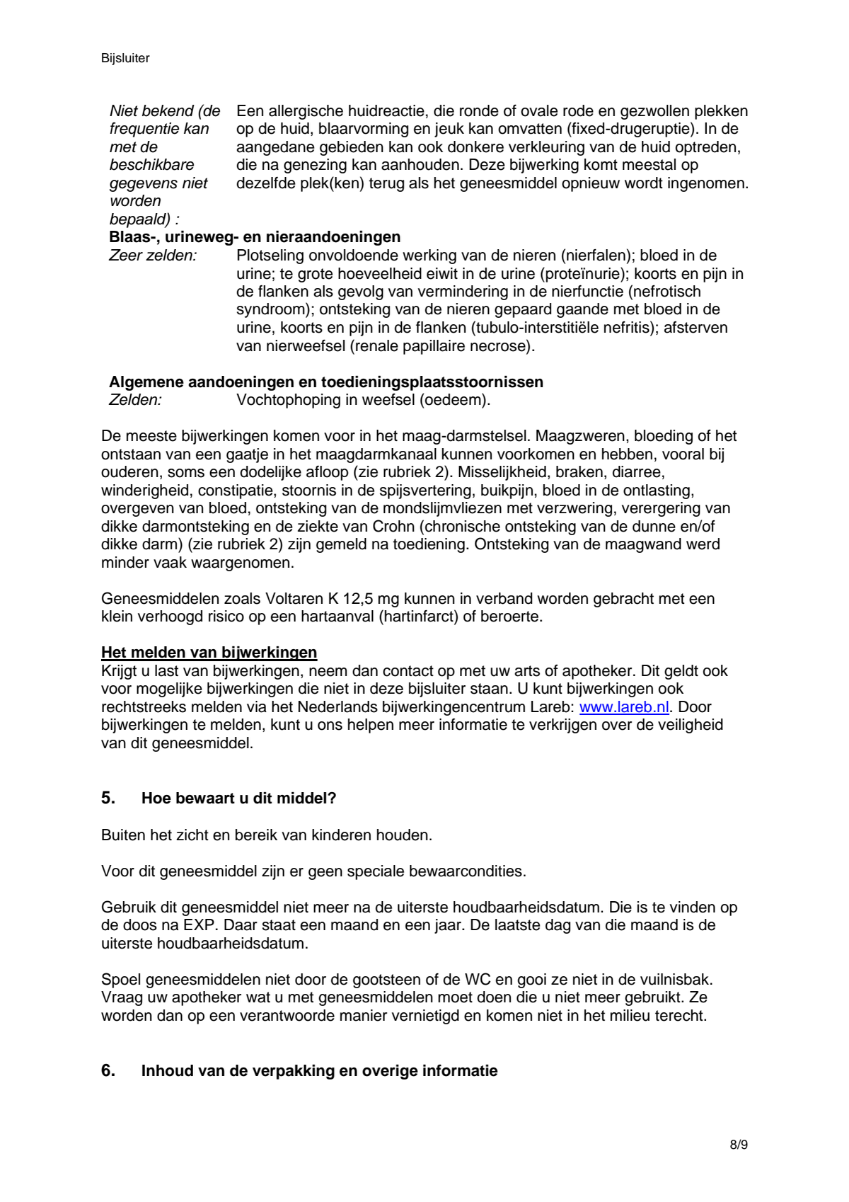 K 12,5 mg pijnstiller Filmomhulde Tabletten Diclofenac-Kalium afbeelding van document #8, leaflet