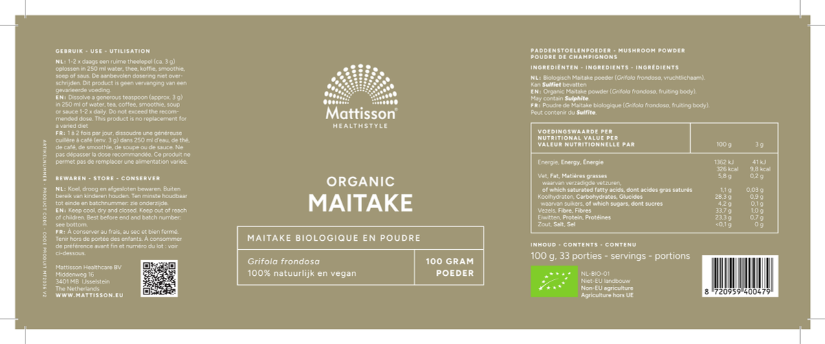 Biologische Maitake Poeder afbeelding van document #1, label