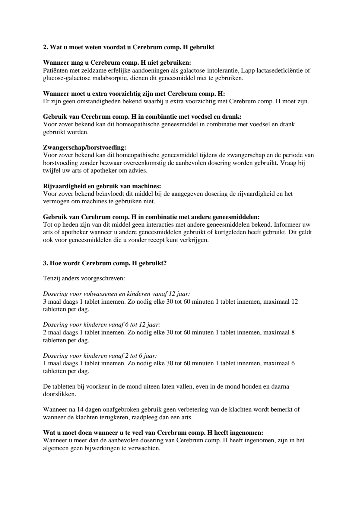 Cerebrum Compositum H Tabletten afbeelding van document #2, leaflet